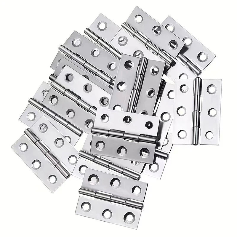 New 10pcs Stainless Steel Door Hinges Cabinet Doors Windows Wooden Box Flat Hinge Home Furniture Hardware Accessories Peaceful Pleasures Health and Wellness