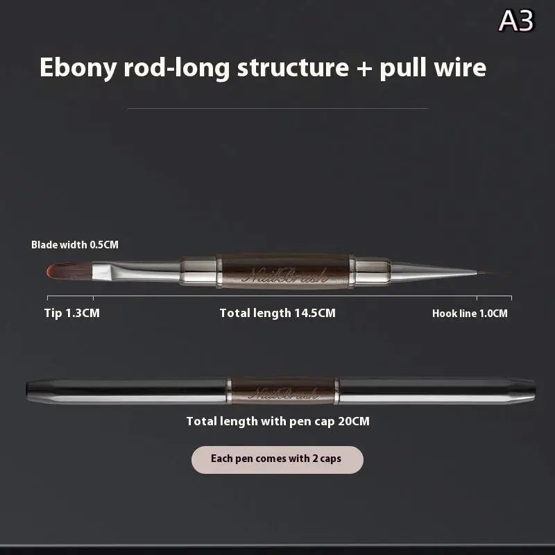Sandalwood Line Nail Art Pen Double Headed Brush Nail Construction Pen High Quality Paintings Pen Nail Tools Peaceful Pleasures Health and Wellness A3