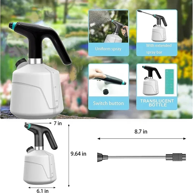 HOMEFISH 2L Electric Watering Can Automatic Garden Irrigation Tool for Household Agricultural Spray Disinfection Peaceful Pleasures Health and Wellness