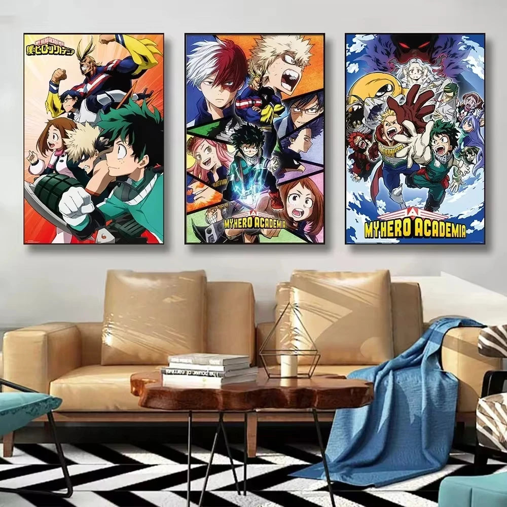 Japanese Anime My-Hero-Academia Poster Cartoon Manga Canvas Painting Wall Art Pictures Home Kids Room Decor Gift Peaceful Pleasures Health and Wellness