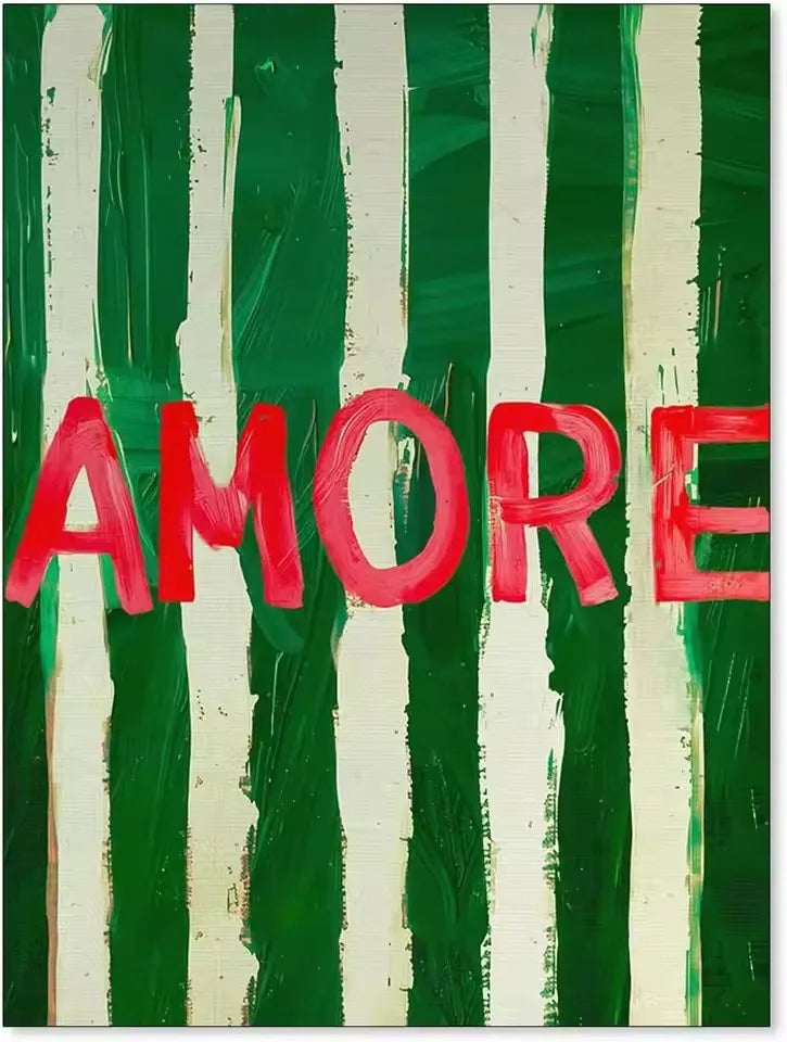 3pcs Unframed Vintage Amore Canvas Print Vino Wine Glass and Chili Dopamine Wall Art Poster Home Decor Maximalism Perfect Gift Peaceful Pleasures Health and Wellness ZLH4005 50x70cm No Frame
