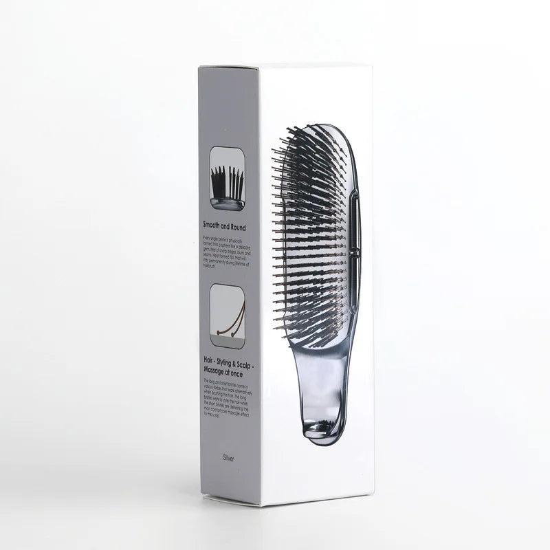 Comb Hair, Meridian Massage, Scalp Cleaning and Care, Dry and Wet Dual-use Portable Hair Comb Barber Accessories Peaceful Pleasures Health and Wellness Silver - B