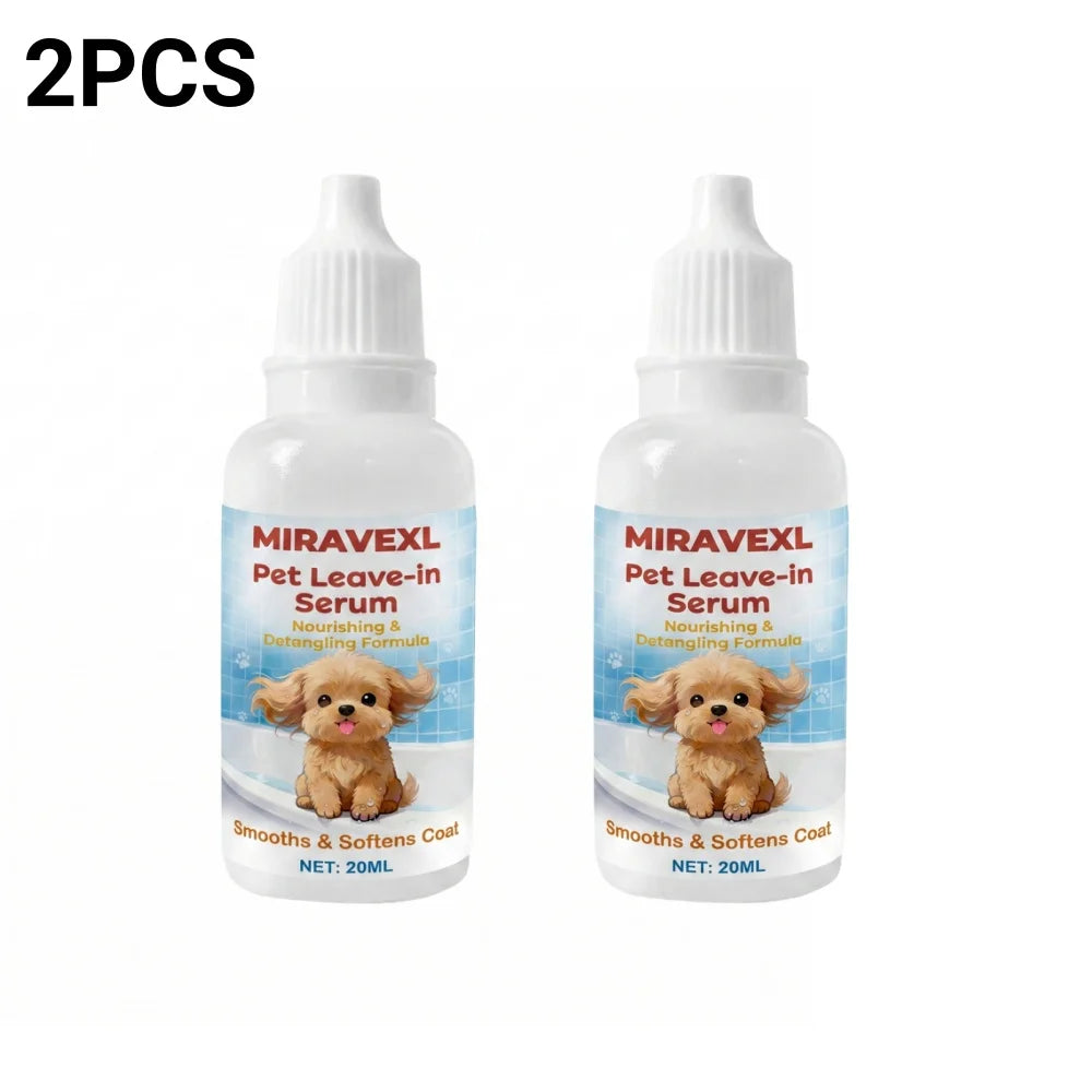 Pet Leave-In Serum - Nourishing, Detangling & Moisturizing Formula for Soft, Smooth & Healthy Dog Coat - Anti-Frizz Peaceful Pleasures Health and Wellness 2PCS