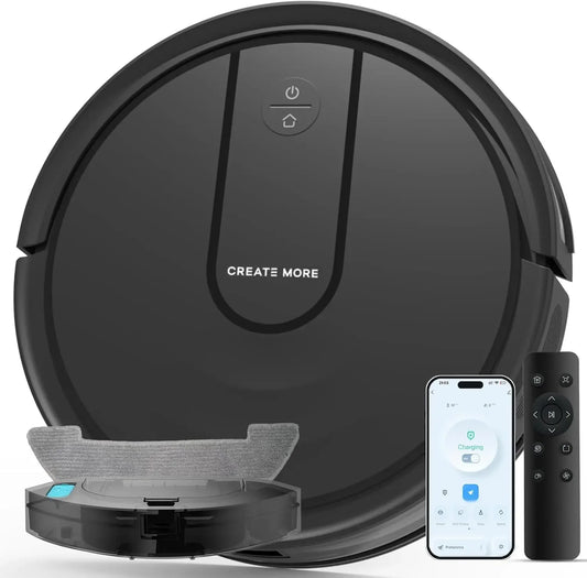 Robot Vacuum and Mop with 5000Pa Suction, Wi-Fi/App Control, Ultra Slim Design for Pet Hair and Hard Floors Peaceful Pleasures Health and Wellness United States