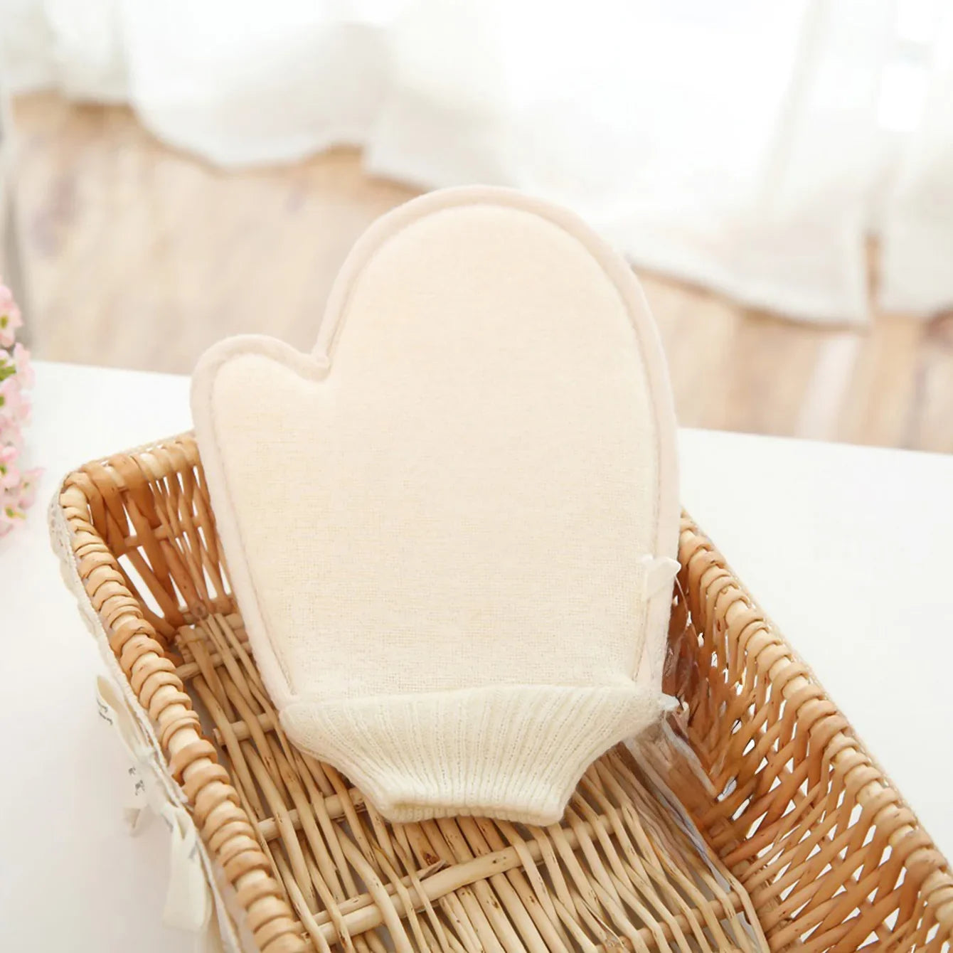 2-in-1 Cotton Linen Exfoliating Scrub Glove | Home Spa