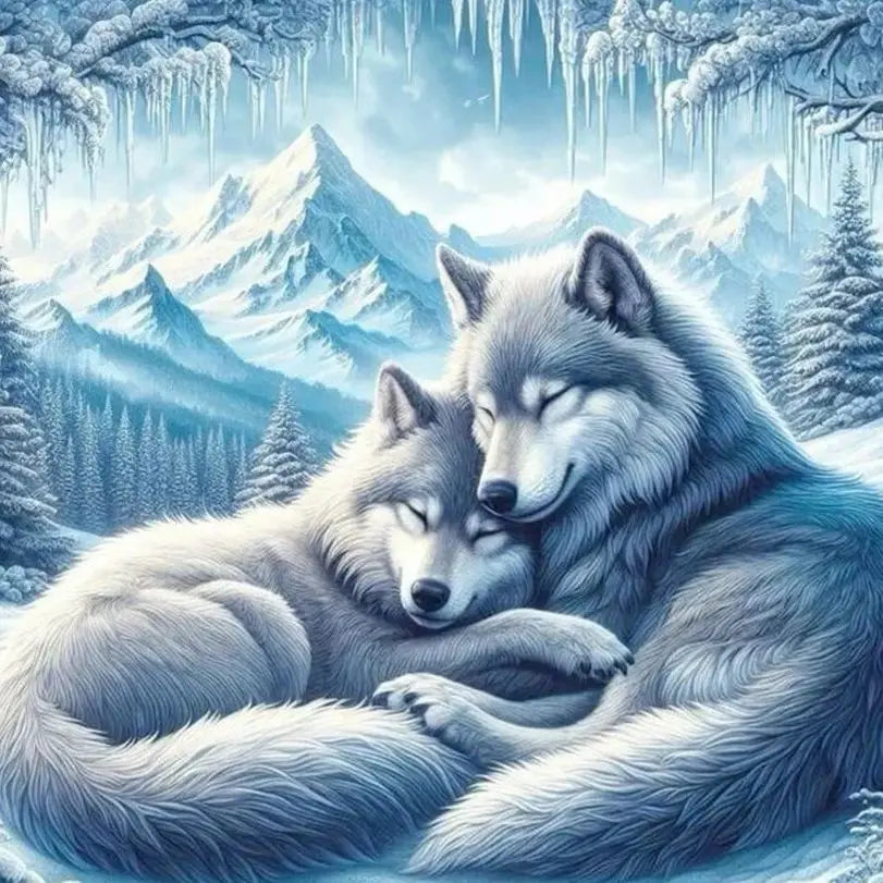 5D DIY Wolf Diamond Painting Kit – Full Round Rhinestone Mosaic Diamond Painting Kit Peaceful Pleasures Health and Wellness 9 20x30cm Unframed