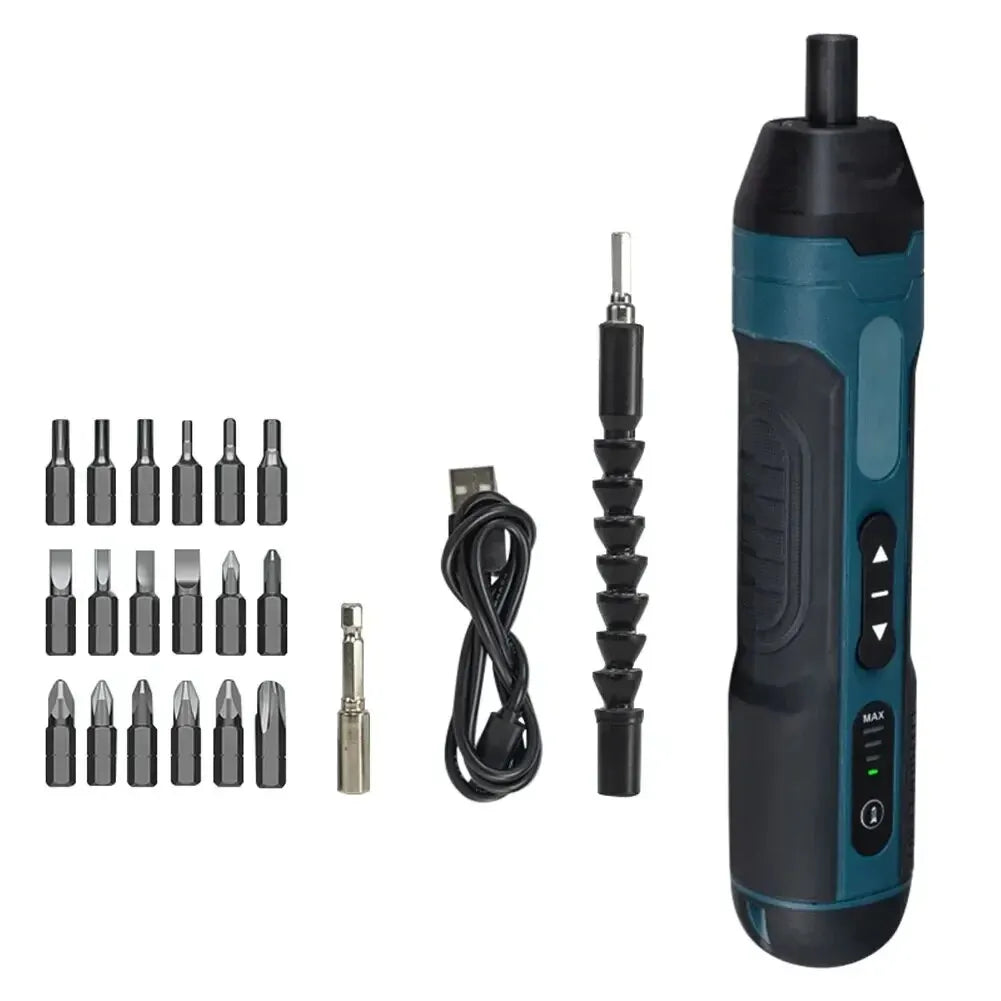 Mini Cordless Electric Screwdriver 1300mah Rechargeable Adjustment Power Drill Multi-function Disassembly Torque Repair Tools Peaceful Pleasures Health and Wellness 20pcs