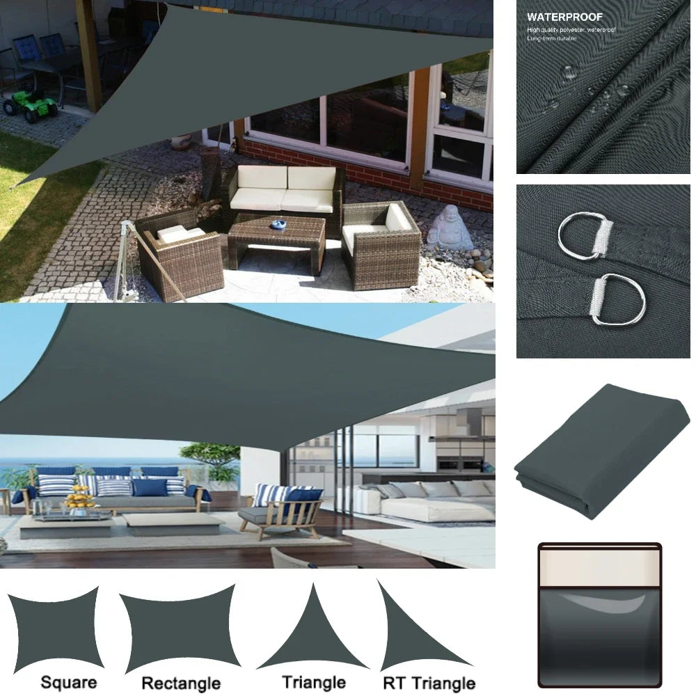 Sun Shade Sail Triangle Rectangle Waterproof Canopy 95% UV Block Awning Sunscreen with Ropes for Outdoor Patio Garden Pool Cover Peaceful Pleasures Health and Wellness Grey Square 3x3M