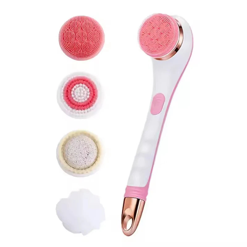Multi-Function Long Handle Electric Silicone Soft Cleaning Home Use Massage Body Bath Brush Peaceful Pleasures Health and Wellness pink
