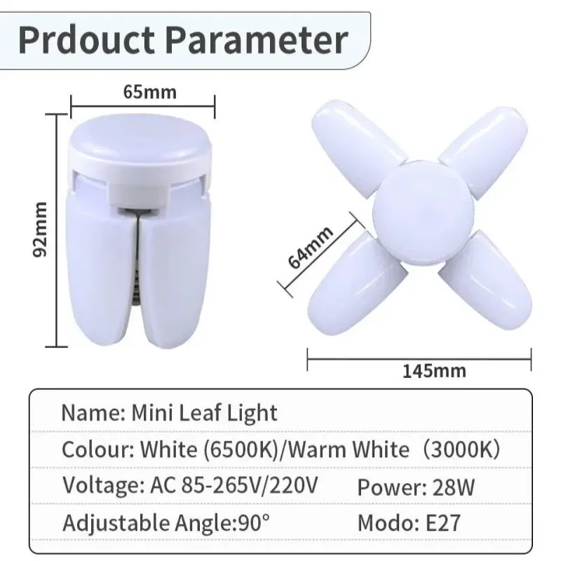 E27 Fan Shaped Foldable LED Bulb 40 Bulbs Deformation Suitable For Homes Warehouses and Garages Cool White Light Peaceful Pleasures Health and Wellness