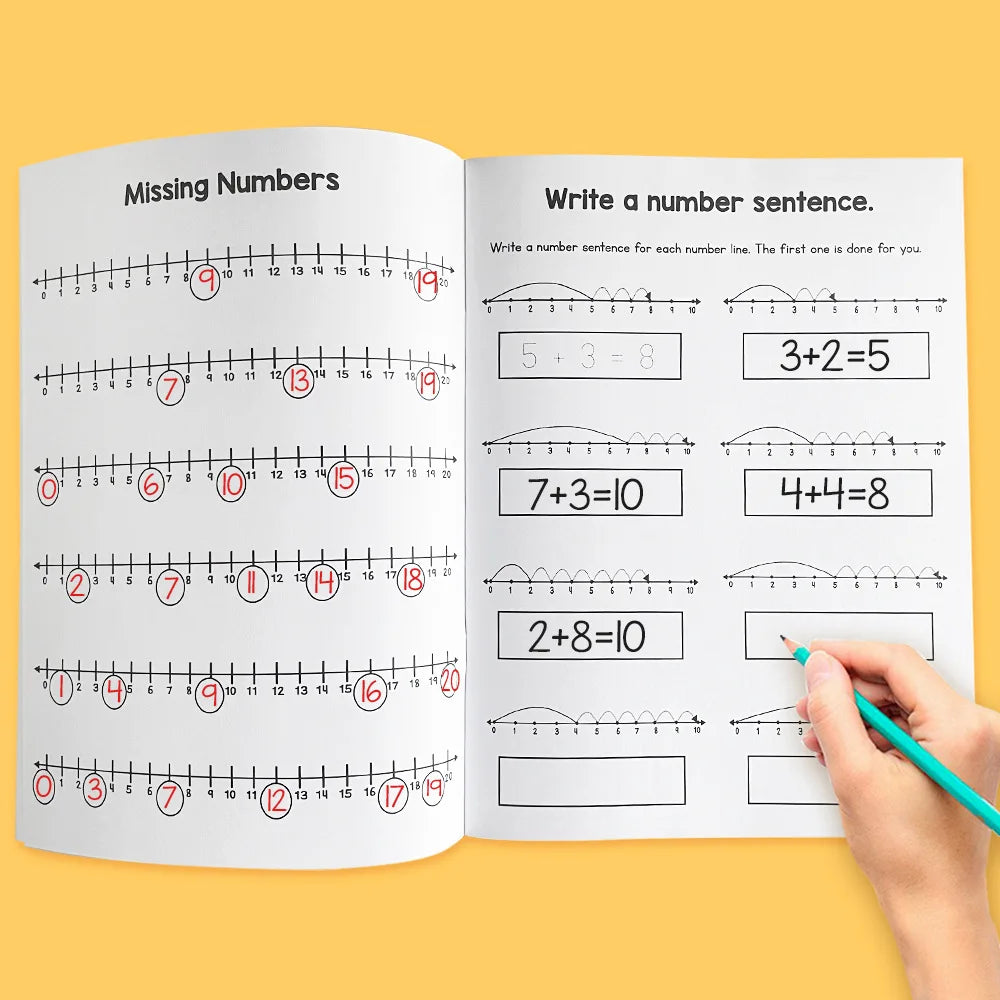 Number Line Practice Book Addition Subtraction Within 20 Workbook
