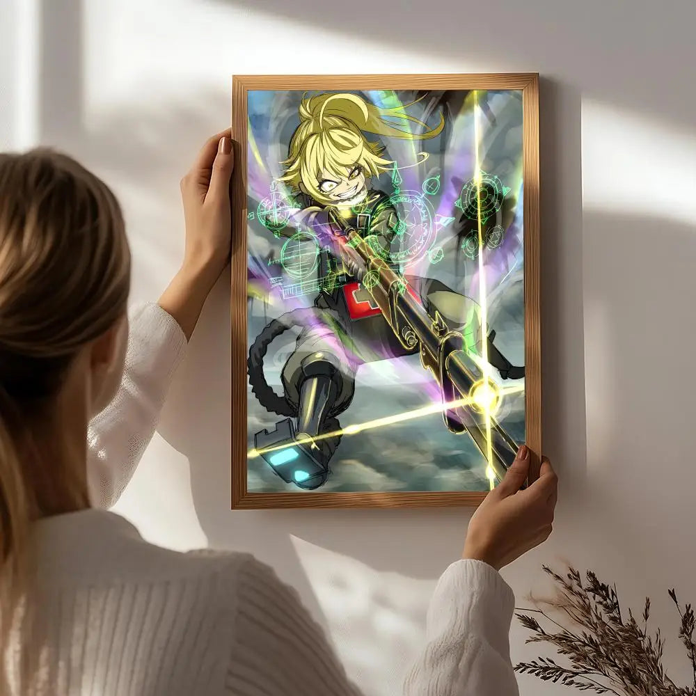 Anime S-Saga of Tanya the Evil Poster HD Self Adhesive Waterproof Wall Art Ideal for Home Office Dorm Bedroom Great Gift Peaceful Pleasures Health and Wellness White5 40X50cmNoframe