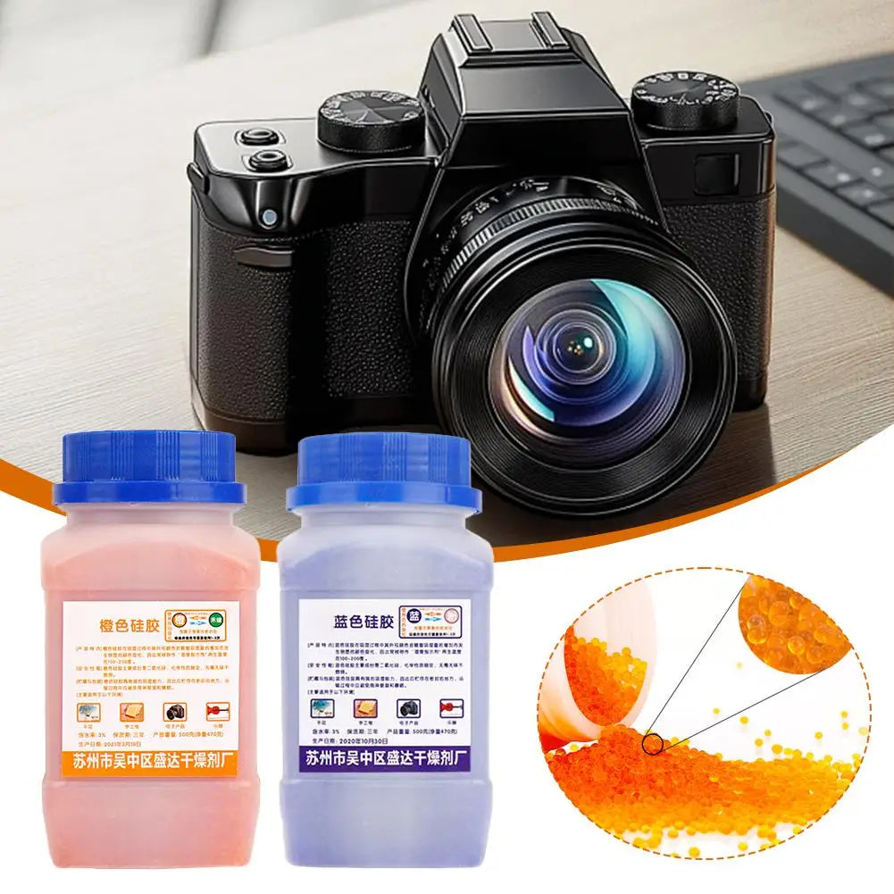 500g Reusable Silica Gel Beads Desiccant Dehumidifier - Blue/Orange/Clear Color Choice, High Capacity Moisture Absorber for Elec Peaceful Pleasures Health and Wellness