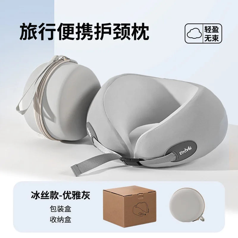 Memory Foam U-Shaped Travel Neck Pillow – Foldable & Compact Travel Neck Pillow Peaceful Pleasures Health and Wellness GRAY