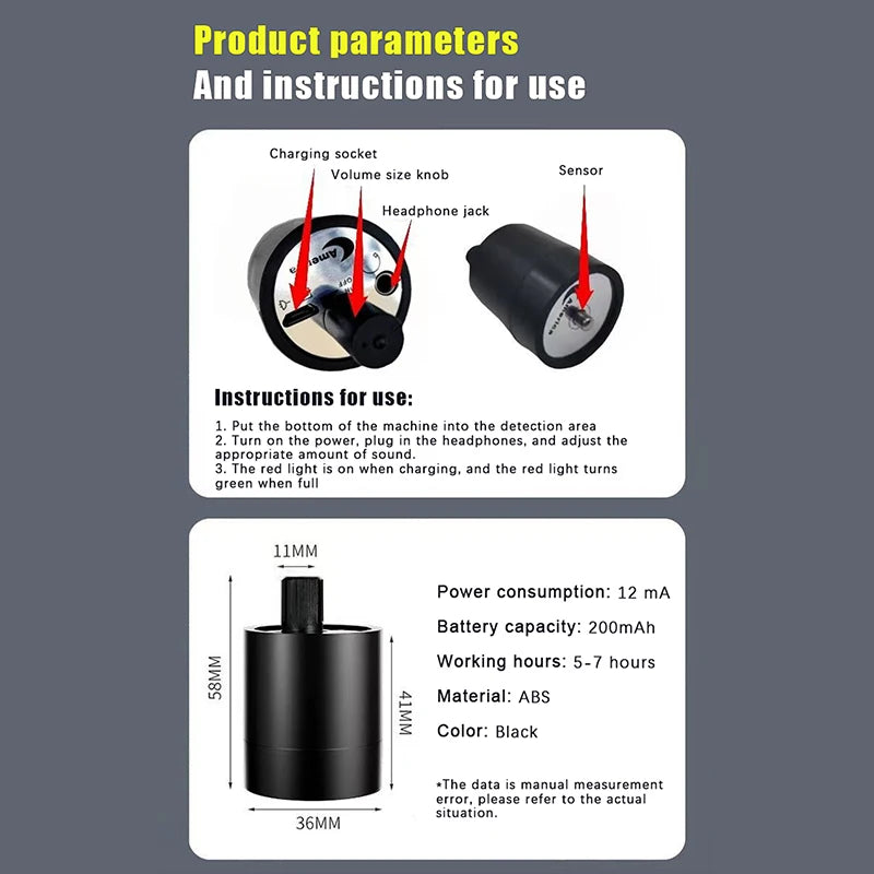 Water Leak Detector Multifunctional Sound Collector For Leak Detection Of Various Construction Pipe Wall Mounted Sound Amplifier Peaceful Pleasures Health and Wellness