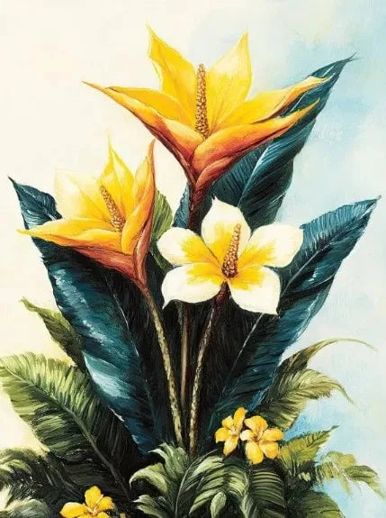 Tropical Plants Green Plants Golden Petals Aesthetic Posters Prints Modern Home Minimalist Style Decorative Art Canvas Painting Peaceful Pleasures Health and Wellness us1 6 55x75cm
