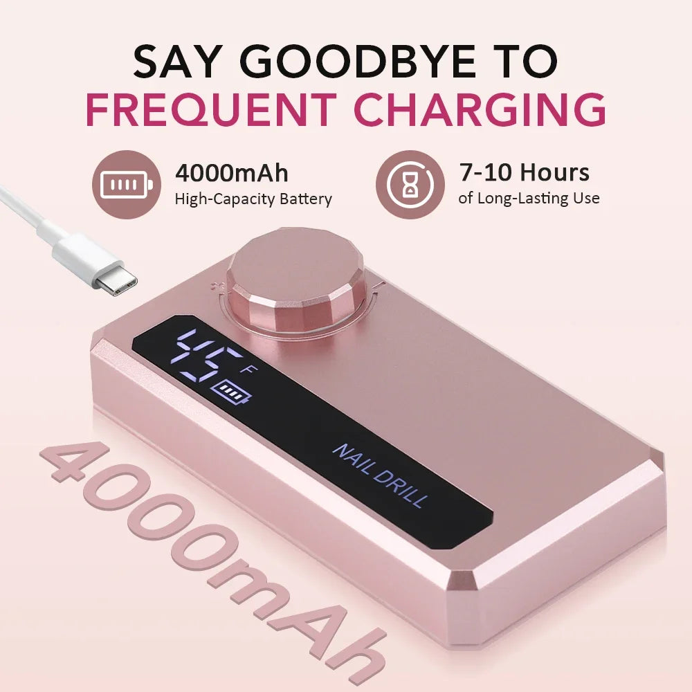 Wireless Electric Nail Drill 45000RPM 4000mAh | Power Bank