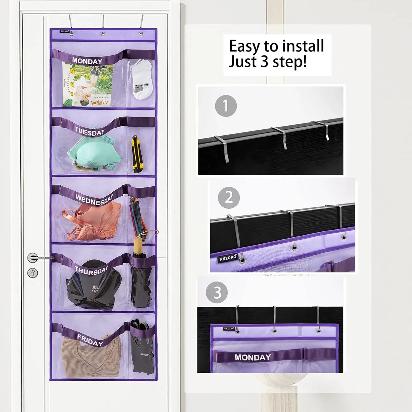 Weekly Kids Clothes Organizer with Day Labels, Hanging Storage for School Uniforms & Accessories Peaceful Pleasures Health and Wellness