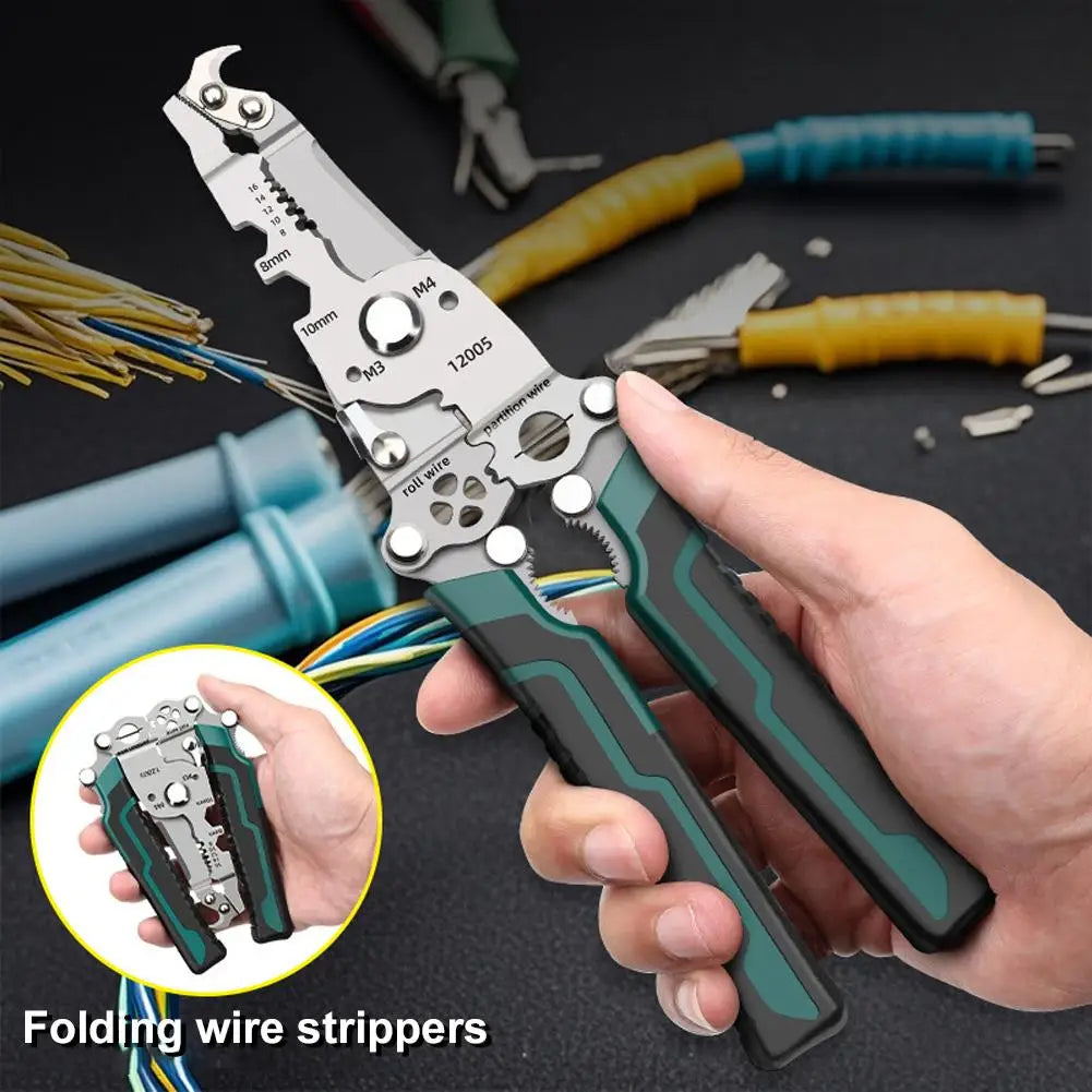 Foldable Wire Stripper Pliers Electrician Special Cable Cutter Crimping Pliers Wire Splitting Stripping Cutting Hand Tools Peaceful Pleasures Health and Wellness
