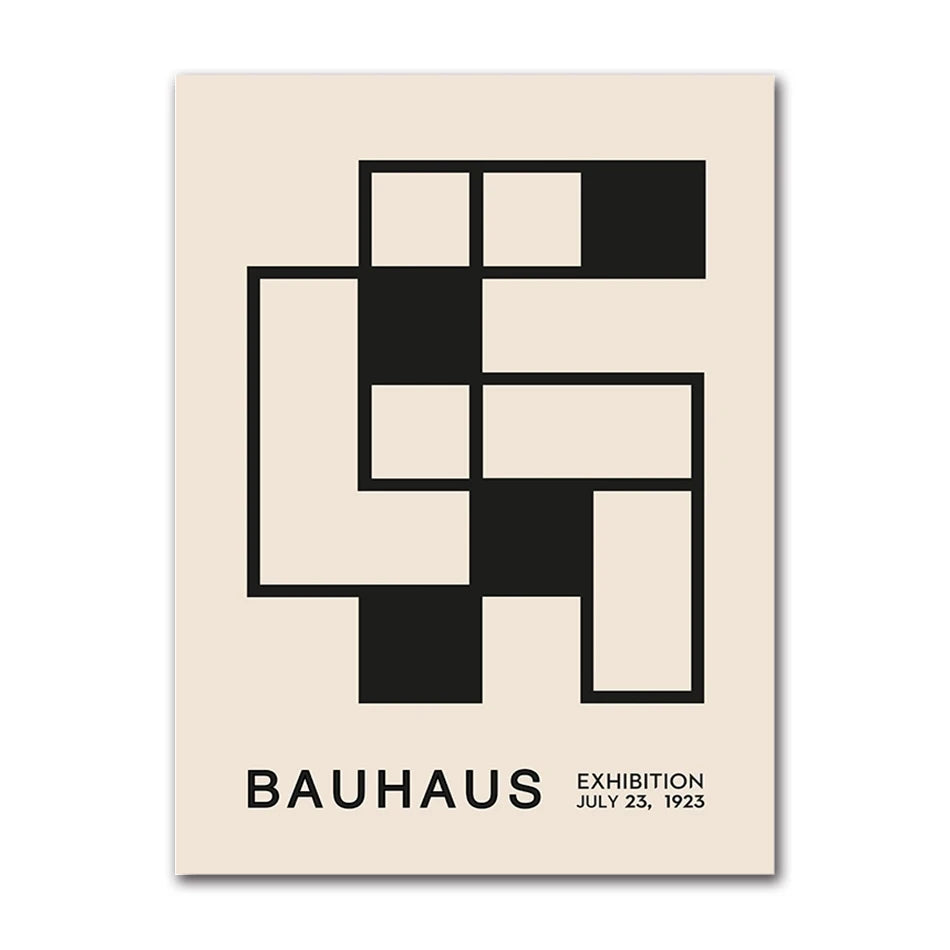 Abstract Bauhaus Style Geometric Wall Art Posters Prints Picture Vintage Black Beige Line Canvas Paintings For Modern Home Decor Peaceful Pleasures Health and Wellness 60536-05 20x30cm Unframed