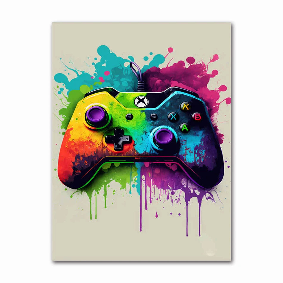 Colorful Game Controller Wall Art Poster Prints Nordic Aesthetic Picture Canvas Painting Gaming Boy Room Home Decoration Peaceful Pleasures Health and Wellness A60557-10 20x30cm Unframed