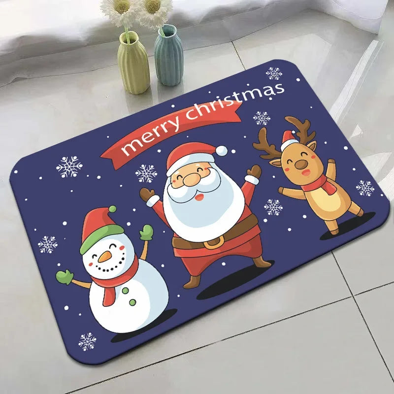 Christmas Crystal Velvet Non-Slip Door Mat | Holiday Welcome Mat