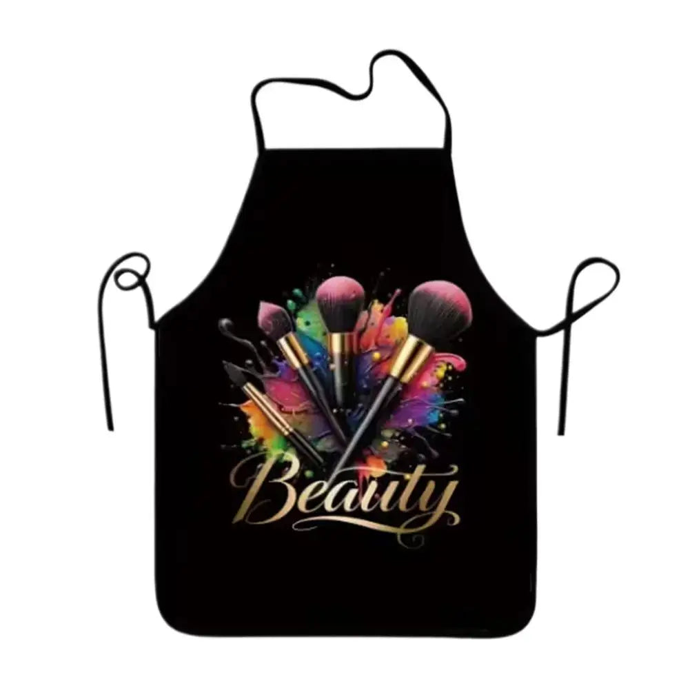 Waterproof Anti-fouling Stain-resistant Quality Kitchen Apron Makeup Brush Design Printed Professional Beautician Makeup Apron Peaceful Pleasures Health and Wellness Black