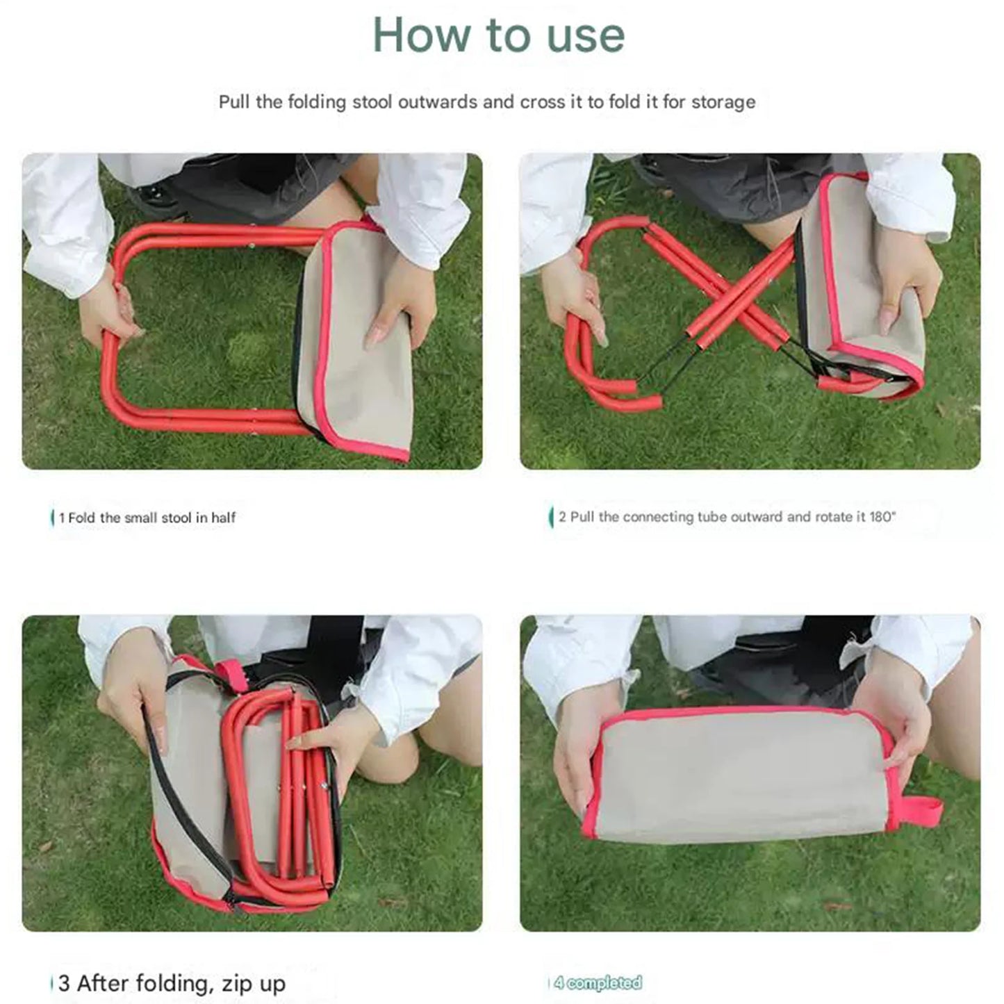 Folding Stool Mini Camping Chair Beach Chair with Convenient Carry Storage Bag Suitable for Adults and Children Peaceful Pleasures Health and Wellness