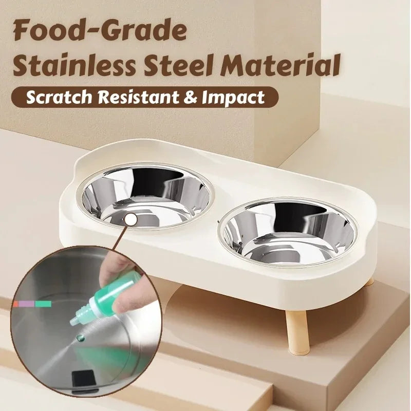 Elevated Pet Feeder – Dual Stainless Steel Bowls | Raised Stand
