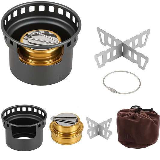 2 In 1 Mini Alcohol Stove Portable Alcohol Burner With Stainless Steel Cross Stand, Storage Bag, Lightweight Tiny Brass Stove ﻿ Peaceful Pleasures Health and Wellness Dark Grey