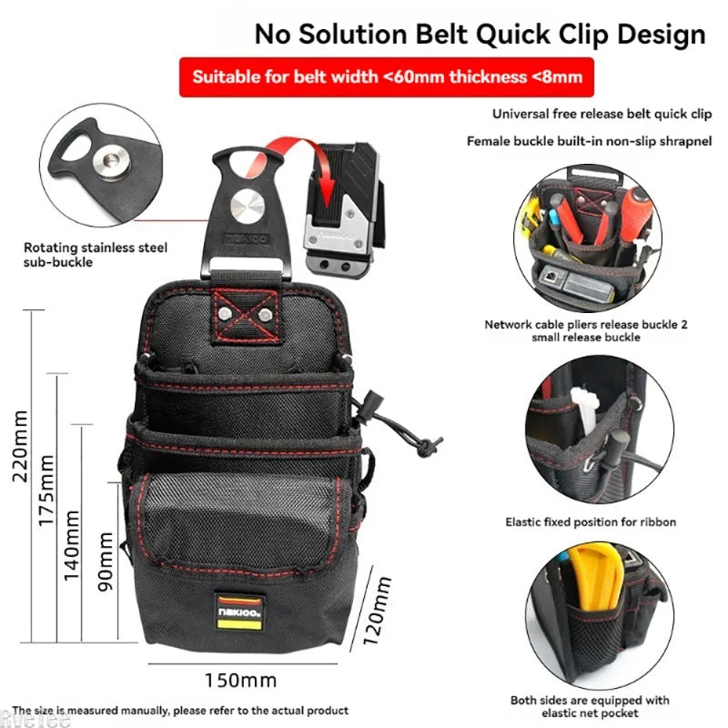 Electrician Rotary Waist Tool Bag | Quick-Release Belt Pouch