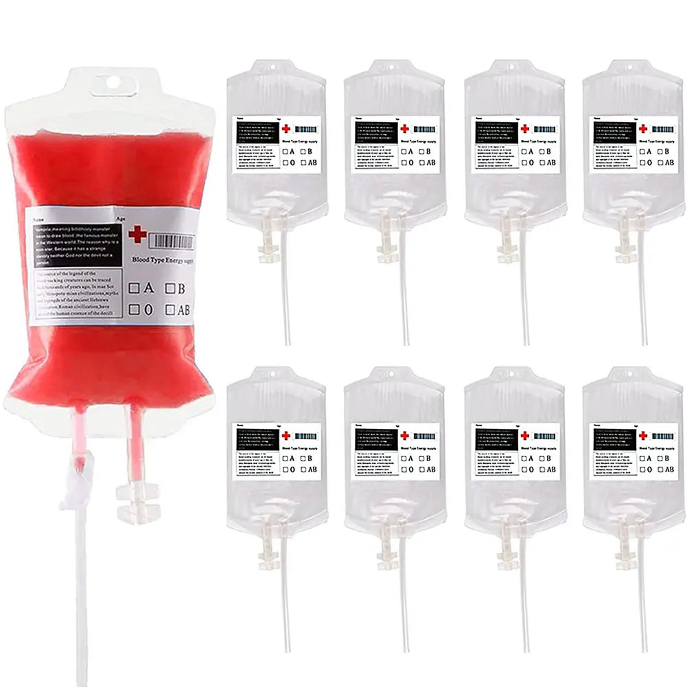 10-50PCS Blood Energy Drink Bags 350ML Halloween Vampire Cosplay Props Blood Energy Drink Bag for Masquerade Party Decor Prop Peaceful Pleasures Health and Wellness 10PCS