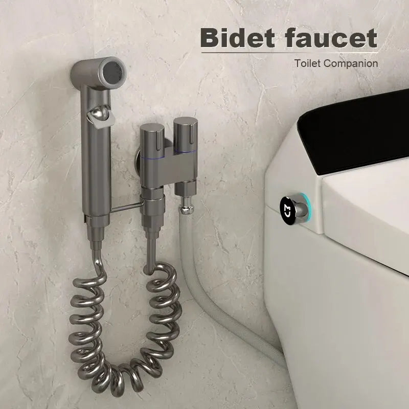Wall-Mounted Bidet Sprayer | Double Outlet Angle Valve