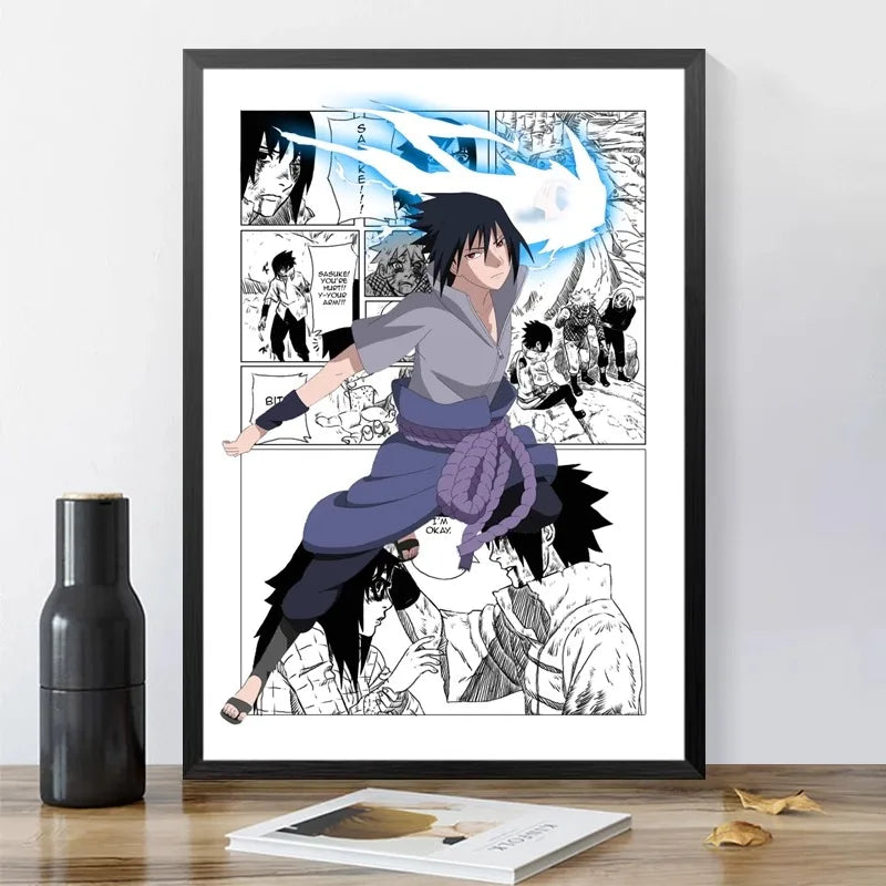 New Anime Naruto Hanging Painting Naruto Sasuke Poster Hanging Painting Children's Room Bedroom Dormitory Mural Wall Painting Peaceful Pleasures Health and Wellness