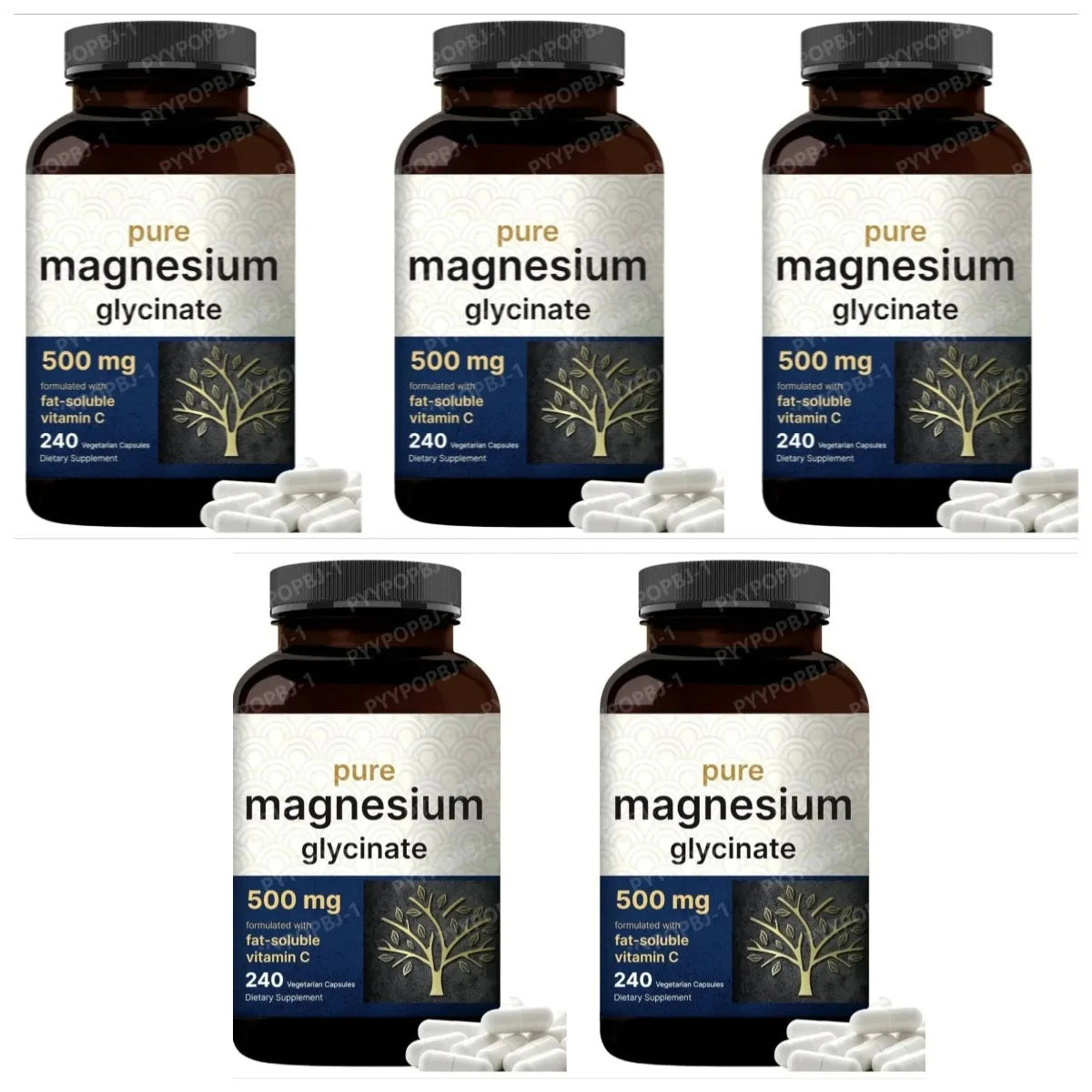 Magnesium Glycinate 500mg 240 Veggie Caps | Chelated Vegan