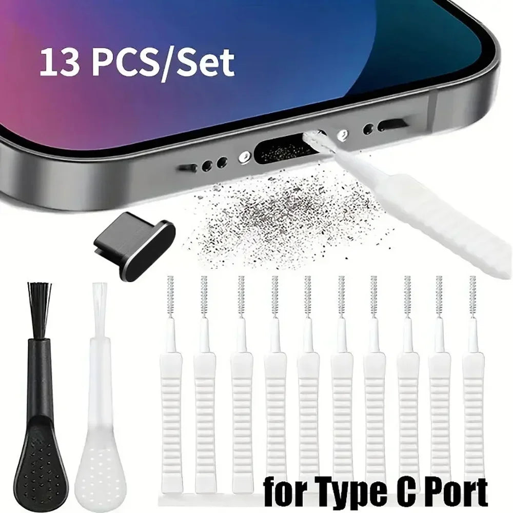 Phone Charging Port Dust Plug & Cleaning Kit – iPhone & Type-C