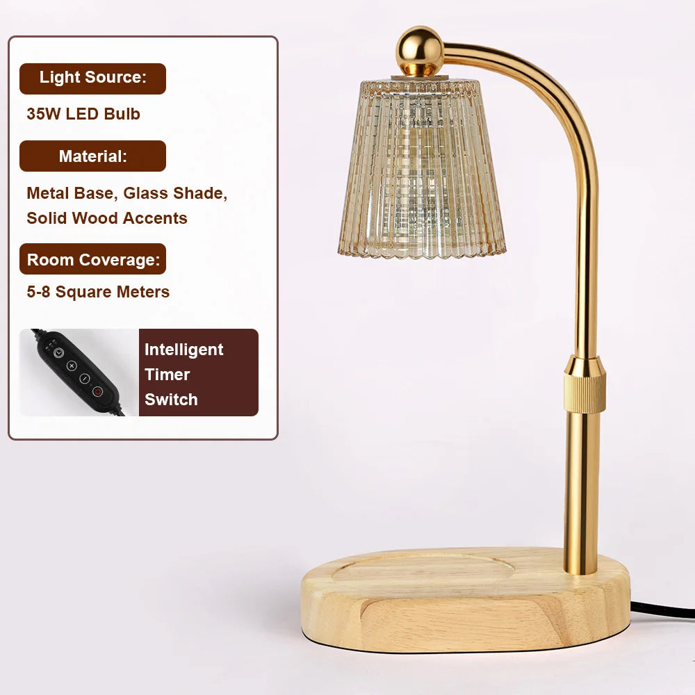 RUNTOIN Timer Candle Warmer Lamp | Striped Glass Wax Melts