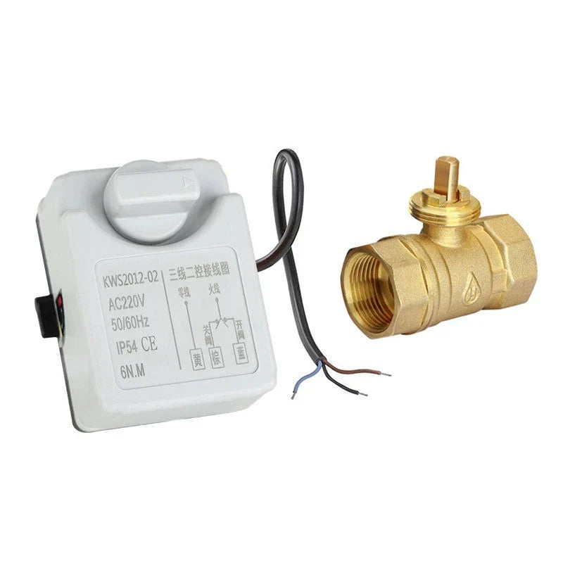Brass Electric Ball Valve AC220V Waterproof Bidirectional T/L Type
