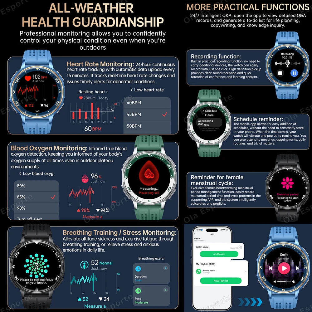 Ola Esporte GPS Smartwatch 1.43" AMOLED 500mAh 3ATM Sport