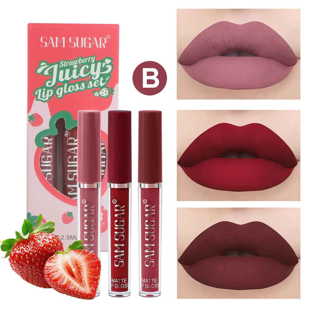 SAM SUGAR Velvet Matte Lip Gloss Set – Long Lasting Lipstick