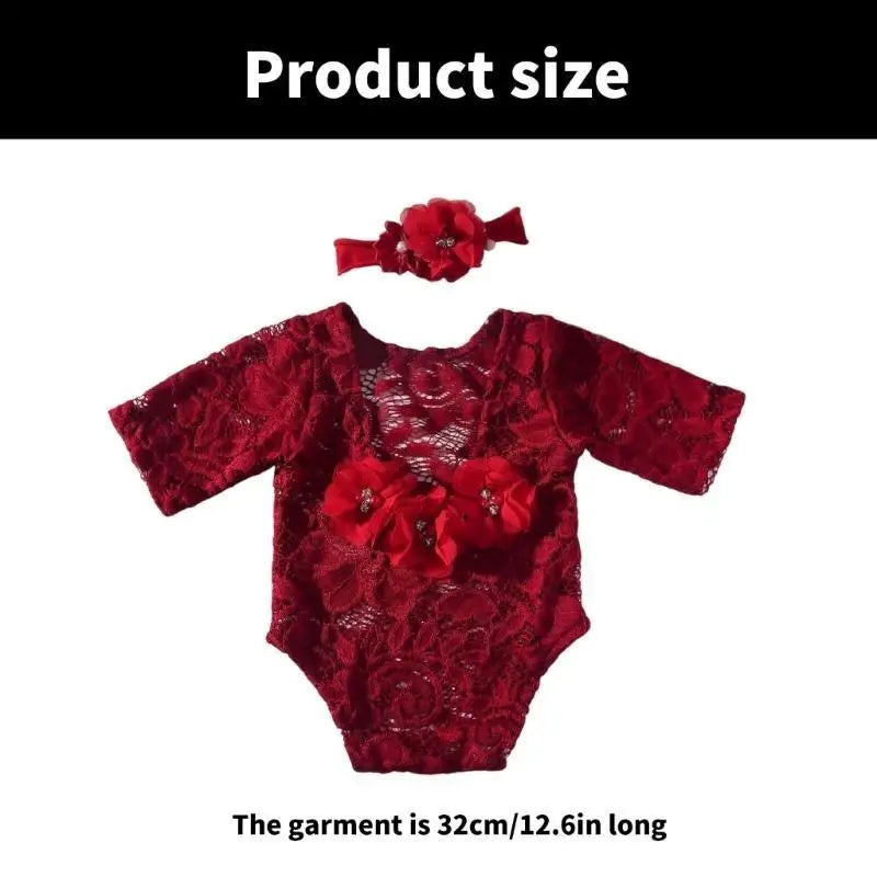 Newborn Lace Flower Romper & Headband Set | Baby Photo Prop