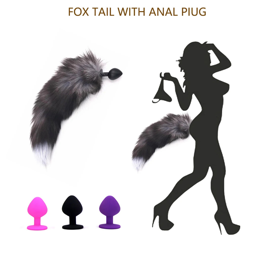 Sex Toy Anal Plug Anal Toys Long Fox Tail Erotic Anus Toy Ass Stuff With Silicone Inserted Behind The Anus Sexy Toys For Woman Peaceful Pleasures Health and Wellness