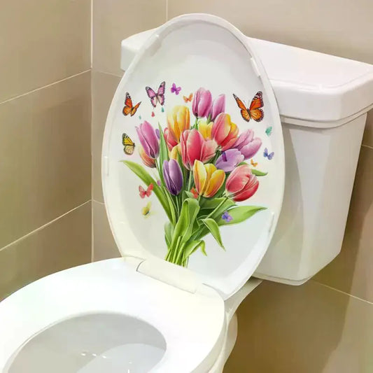 Sunflower Toilet Seat Sticker | Waterproof Removable Decal Toilet Lid Decal Peaceful Pleasures Health and Wellness