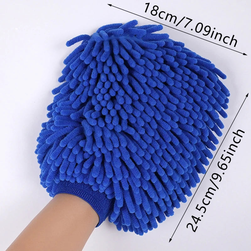 Car Washing Tools Chenille Car Wiping Gloves Coral Velvet Water Absorbing Cleaning Products Lock Mouth Waterproof Caterpillar Peaceful Pleasures Health and Wellness 2pcs 2