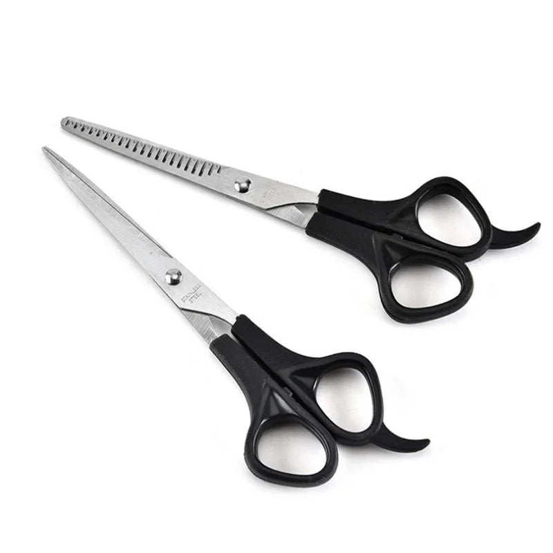 2pcs Stainless Steel Hair Clippers Set Cutting and Thinning Scissors Barber Accessories Salon Hairdressing Shears Wholesale Peaceful Pleasures Health and Wellness 2pcs set