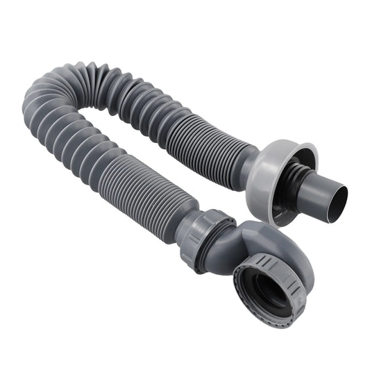 Low Profile Trap Flexible Bathtub Shower Drain Pipe Gray ABS Flat Tub Peaceful Pleasures Health and Wellness Default Title