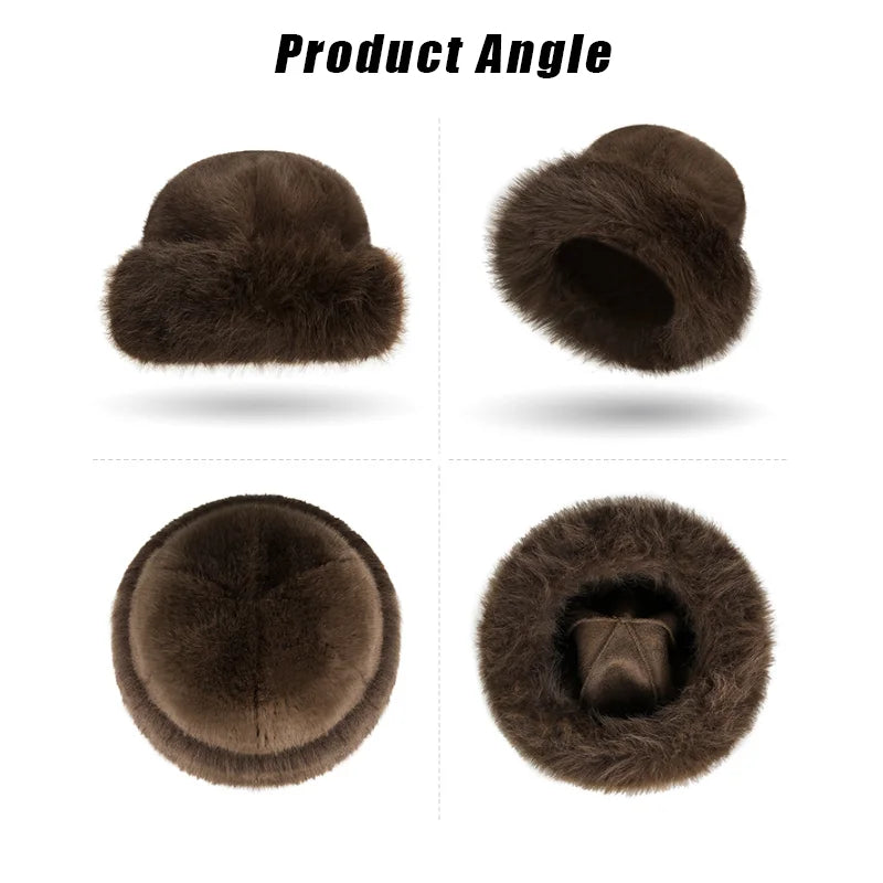 Solid Color Bucket Hat Thick Coldproof Faux Fur Basin Hats Soft Plush Fisherman Cap For Women Autumn & Winter Peaceful Pleasures Health and Wellness