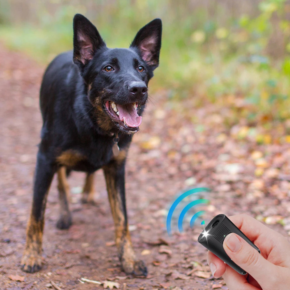 Ultrasonic Dog Bark Deterrent Device with LED Flashlight | VODOOL