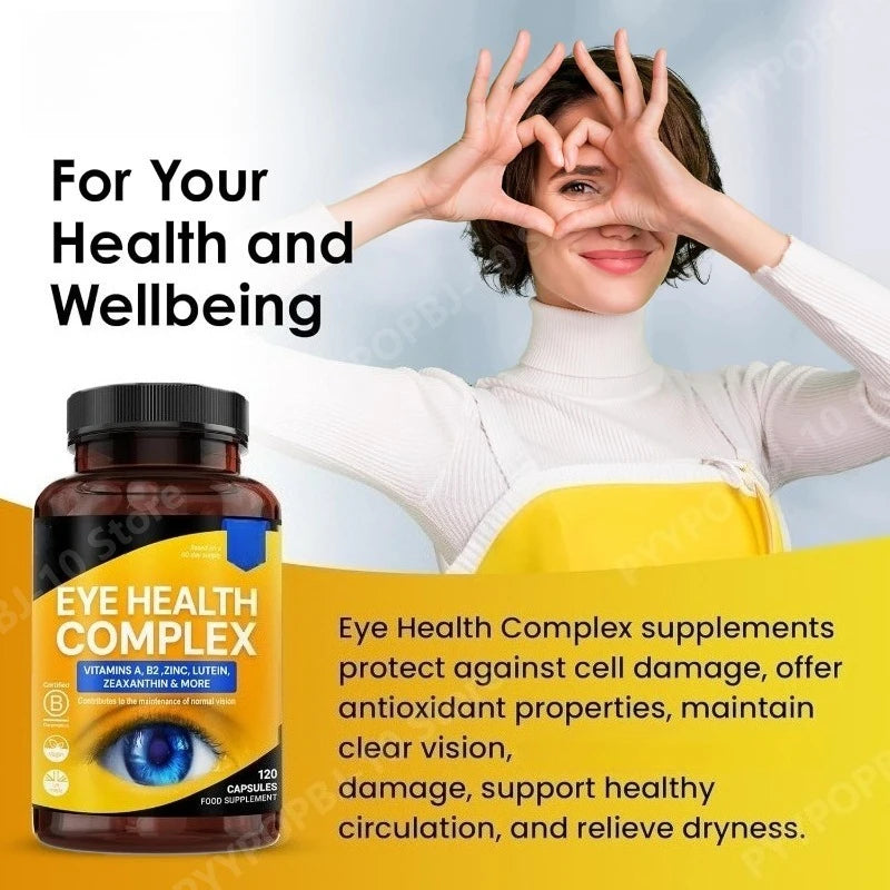 Eye Health Complex Lutein Zeaxanthin Vitamin A B2 Zinc – 120 Caps