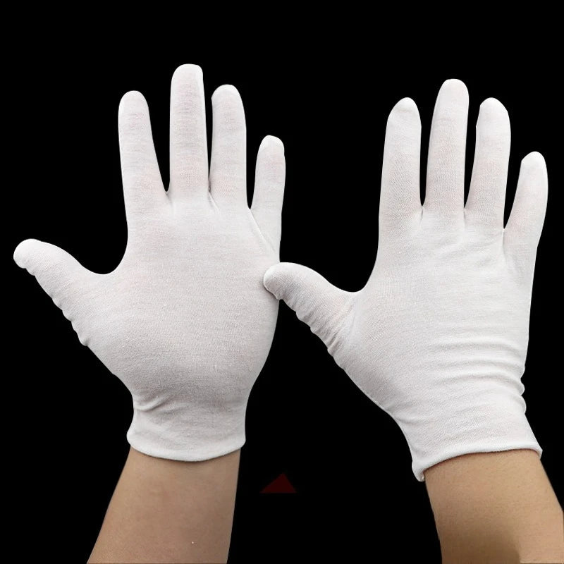 Pure Cotton Work White Gloves Etiquette Gloves Collectible Items White Anti-slip and Anti-stain Cotton Wear-resistant Gloves Peaceful Pleasures Health and Wellness White-12 pairs S